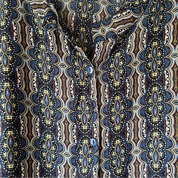 Ashley Stewart black & blue geometric design tunic Sz 14/16 - Picture 6 of 7